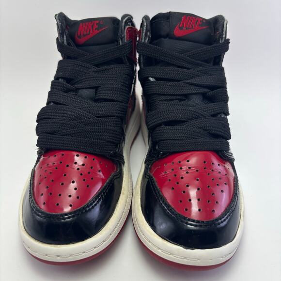 NIKE AIR JORDAN 1 Retro High OG Patent Bred (PS) Shoes Kids Size 11C - Picture 5 of 12